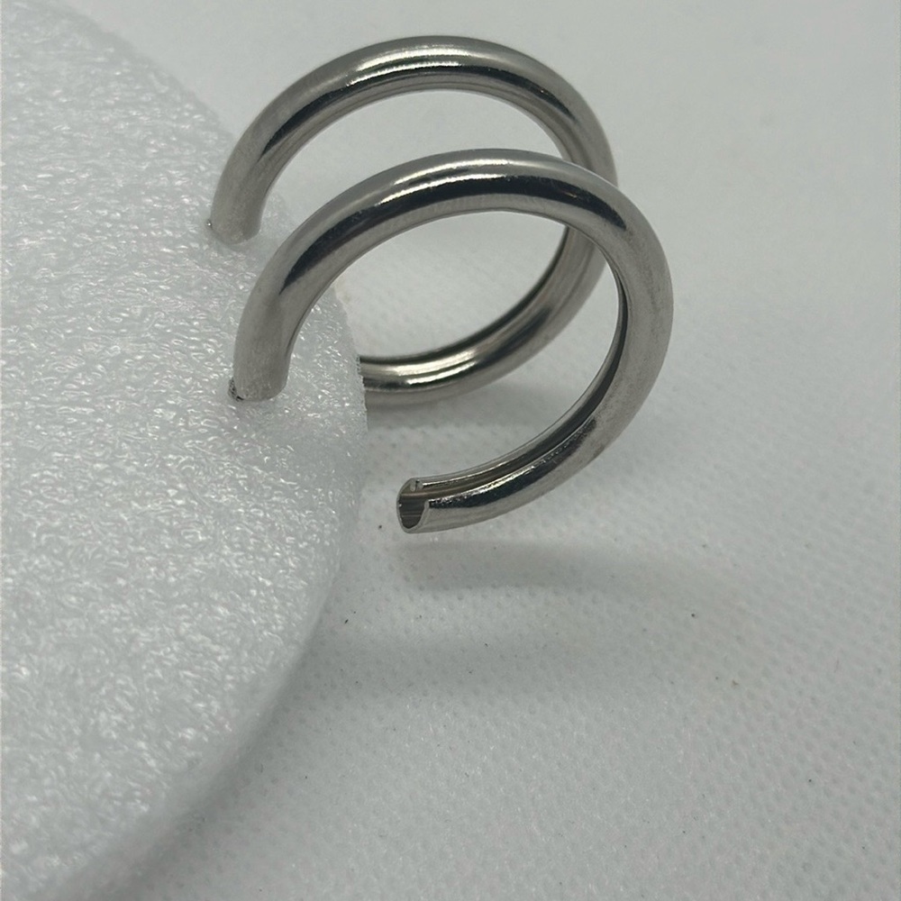 Chunky Open Hoop Earrings - Silver Tone Statement Jewelry